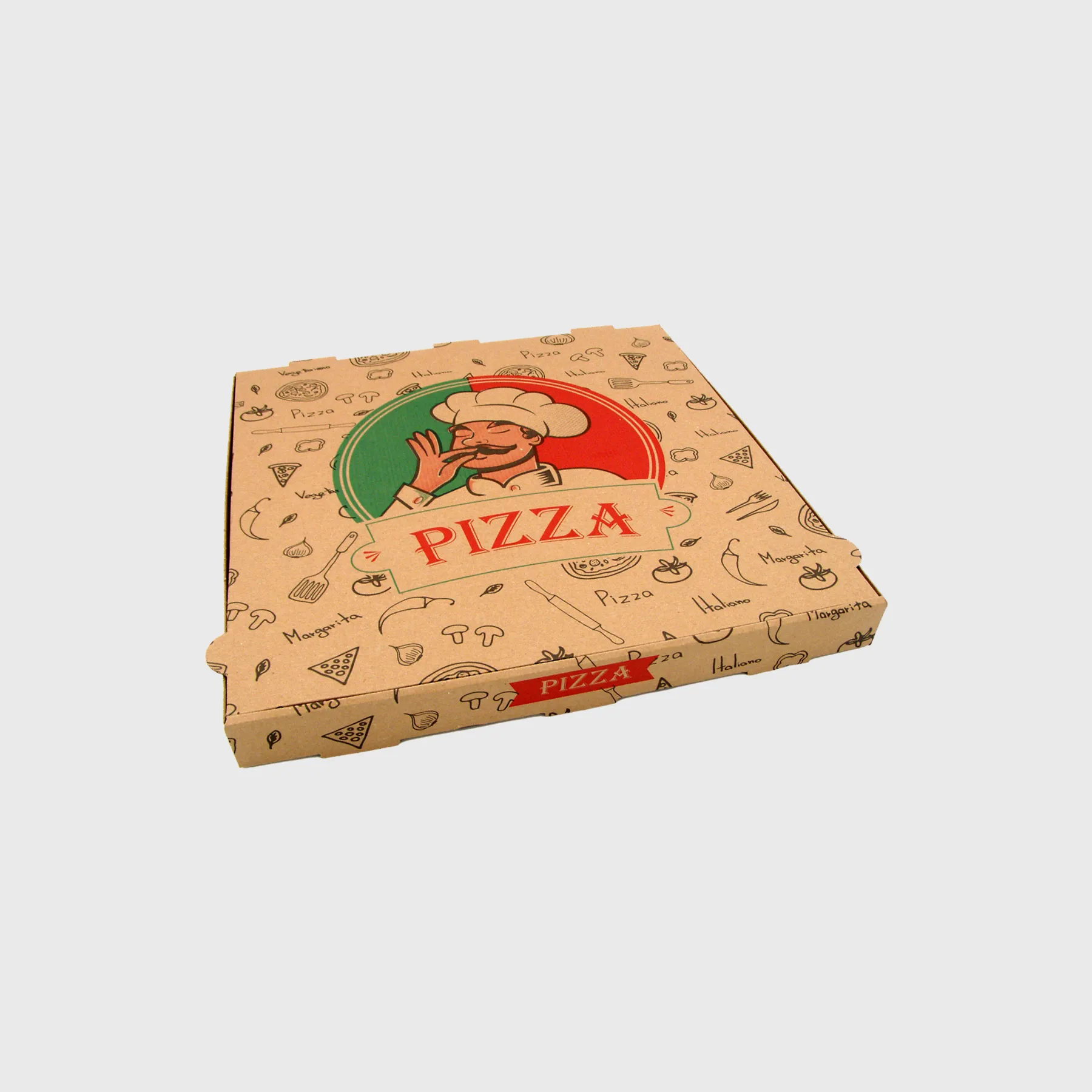 [GMH-23682] Χάρτινο Κουτί Πίτσας, 280x280x40mm, Chef's Pizza