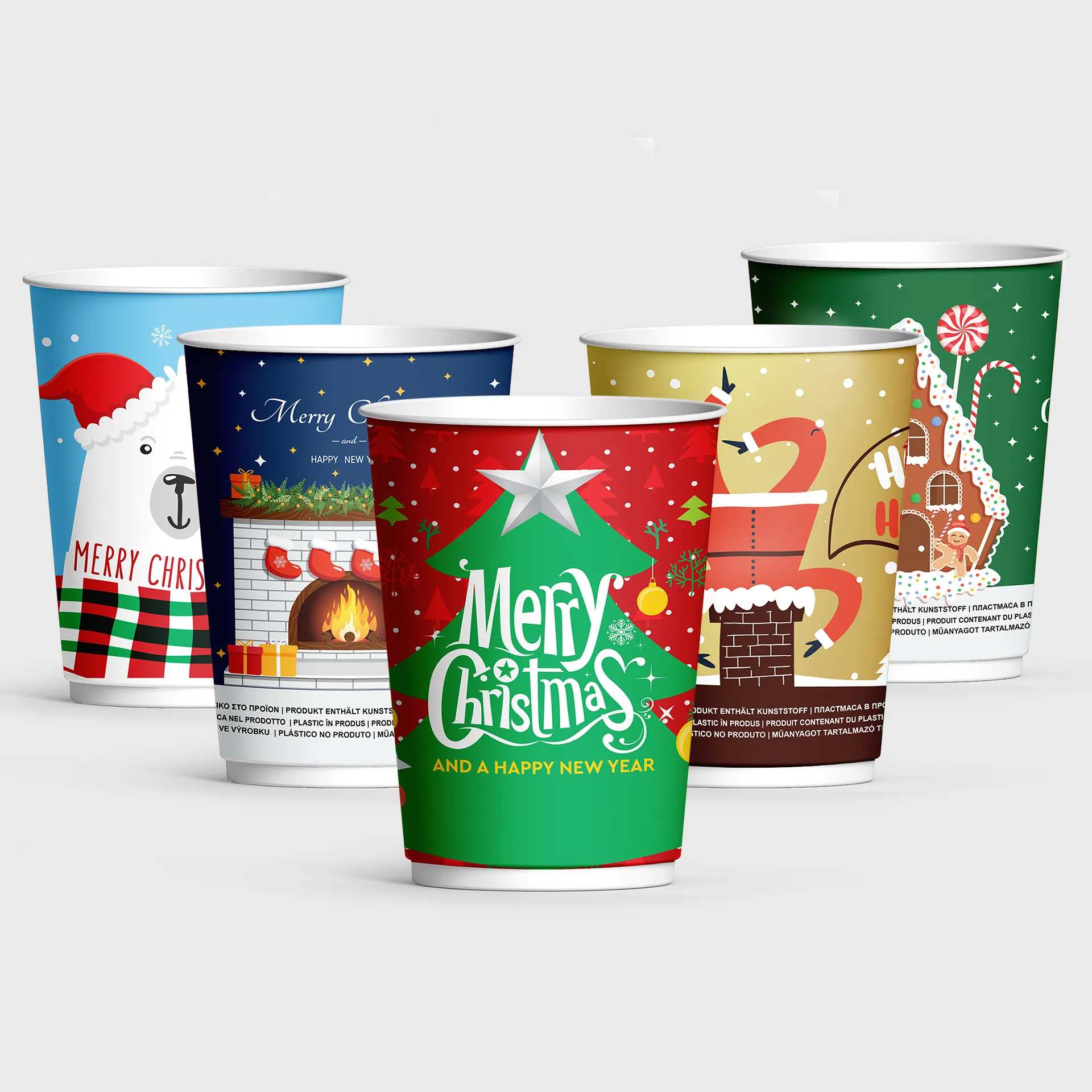 [GMH-24684] Χάρτινο Ποτήρι, Διπλότοιχο, 8oz, Χριστούγεννα Mix
