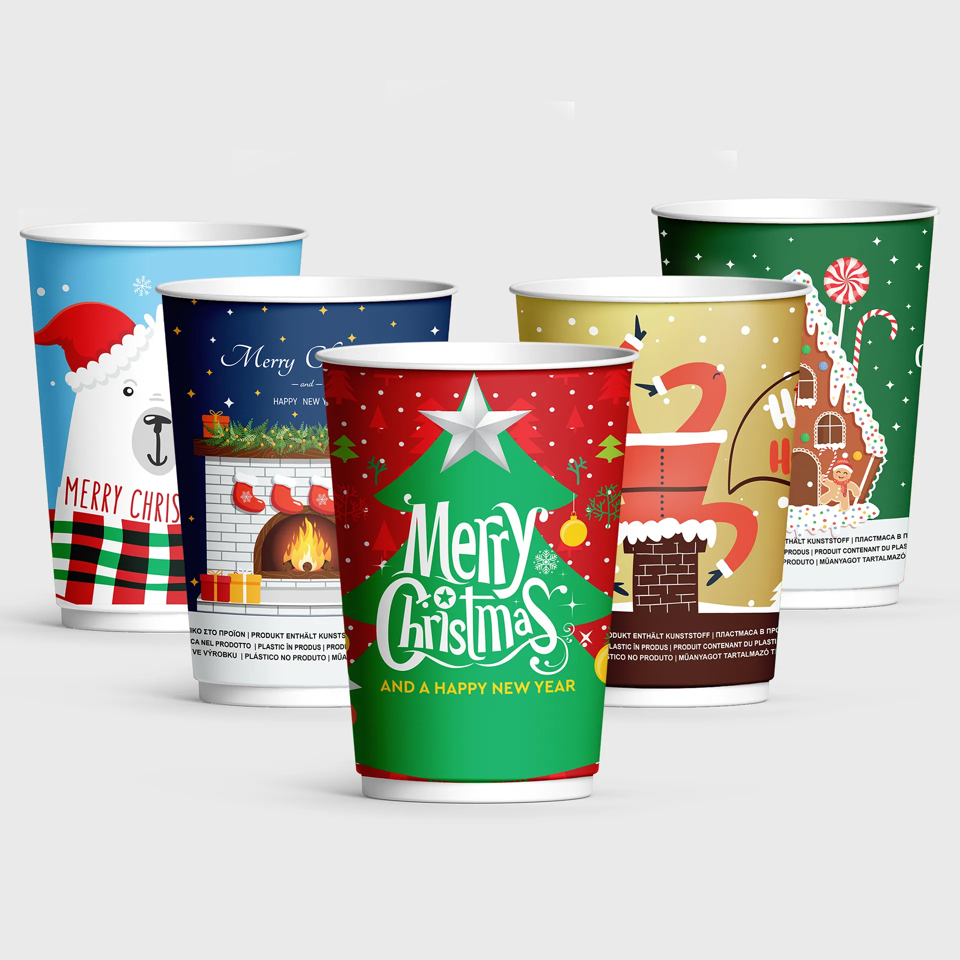 [GMH-24685] Χάρτινο Ποτήρι, Διπλότοιχο, 12-14oz, Χριστούγεννα Mix