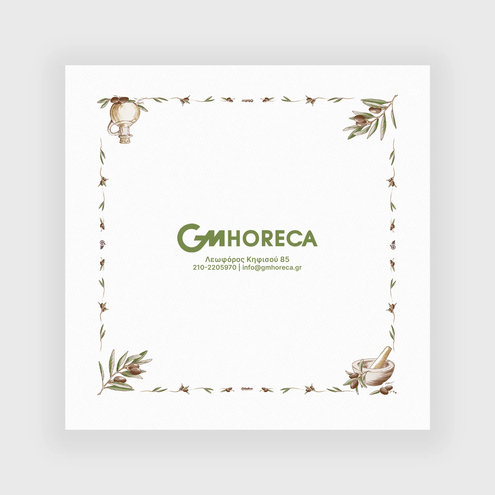 [GMEK-01059] Τυπωμένα Τραπεζομάντηλα,Λευκή Ελιά, 100x100cm