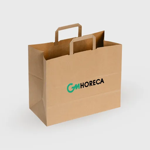 [GMEK-01645] Τυπωμένη Χάρτινη τσάντα με χεράκι και πάτο, 320x210x290mm, Kraft