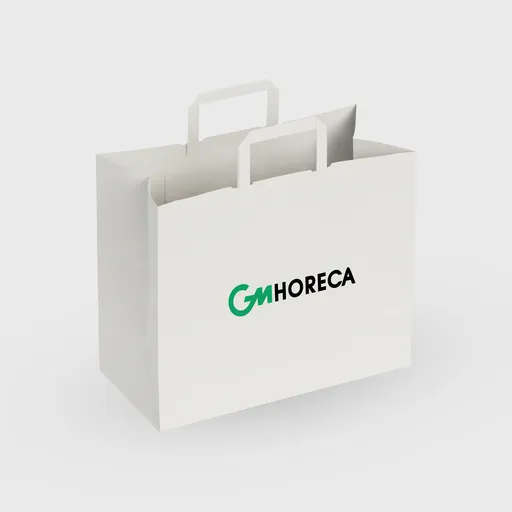 [GMEK-01647] Τυπωμένη Χάρτινη τσάντα με χεράκι και πάτο, 320x210x260mm, λευκή