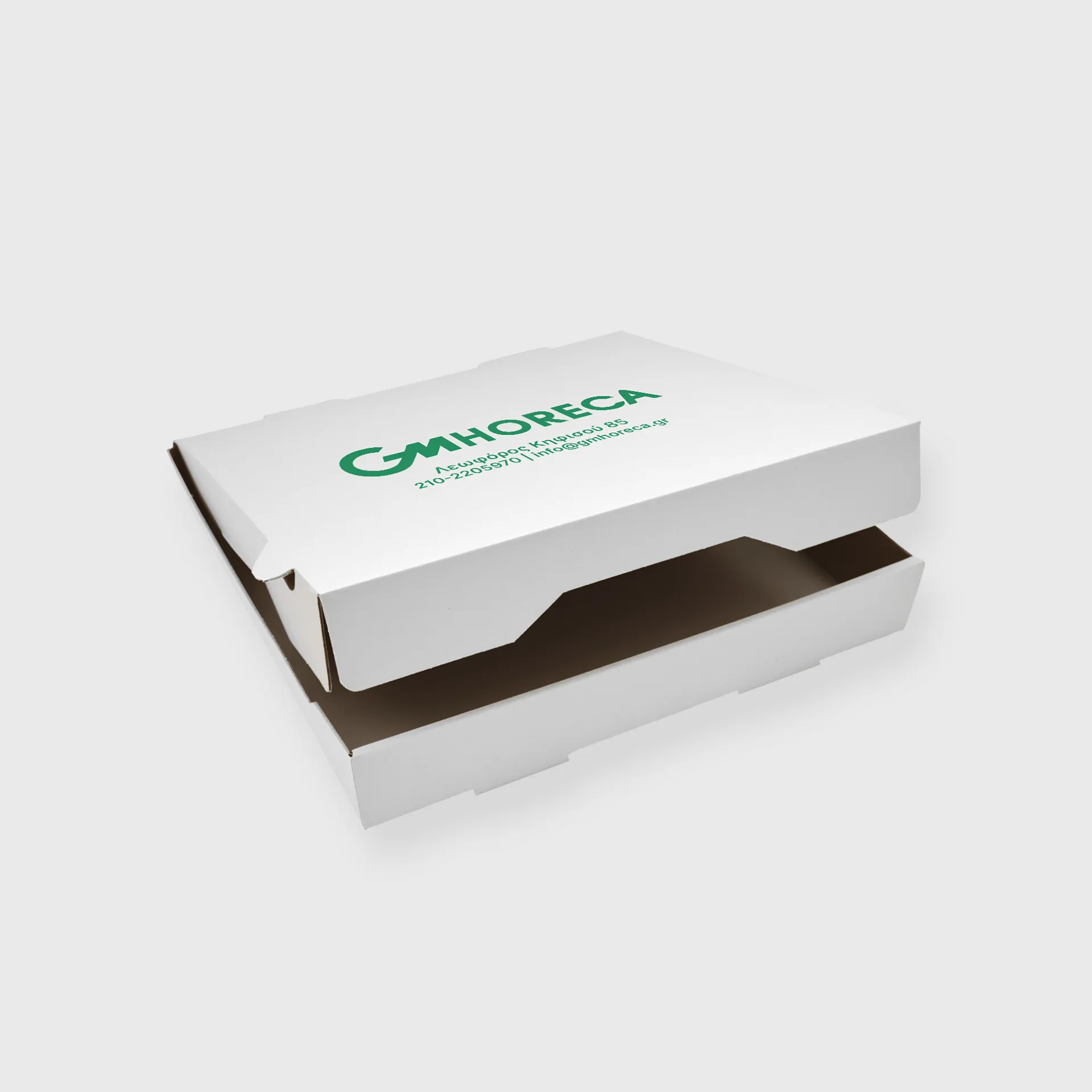 [GMEK-01656] Τυπωμένο Χάρτινο Κουτί Πίτσας, 300x300x40mm, Λευκό