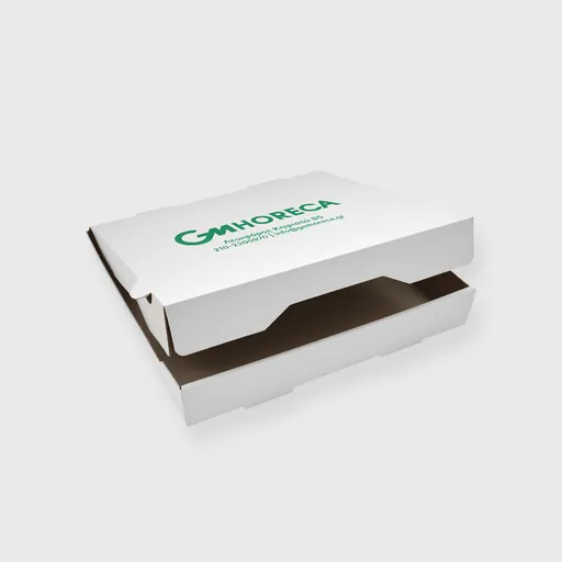 [GMEK-01656] Τυπωμένο Χάρτινο Κουτί Πίτσας, 300x300x40mm, Λευκό
