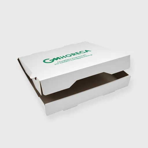 [GMEK-01657] Τυπωμένο Χάρτινο Κουτί Πίτσας, 330x330x40mm, Λευκό
