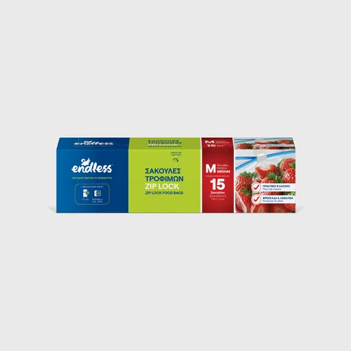 [GMH-25562] Σακούλες Τροφίμων με Zip Lock, Endless, μεσαίες 3lt, 15 τμχ