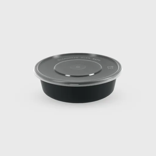 [GMH-25821] Σκεύος Microwave Στρογγυλό με καπάκι, 500ml, Mαύρο