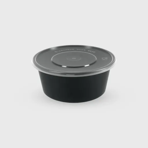 [GMH-25822] Σκεύος Microwave Στρογγυλό με καπάκι, 750ml, Mαύρο