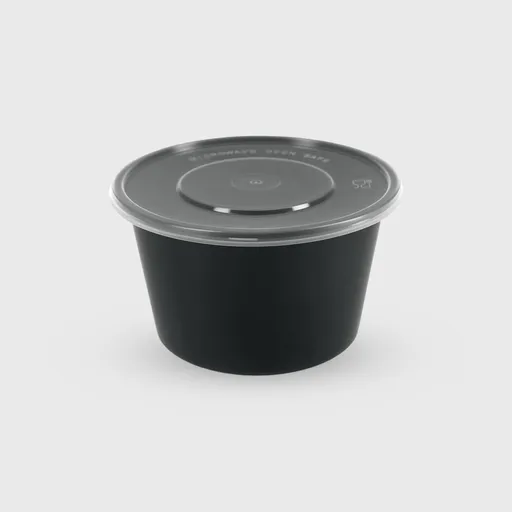 [GMH-25823] Σκεύος Microwave Στρογγυλό με καπάκι, 1000ml, Mαύρο