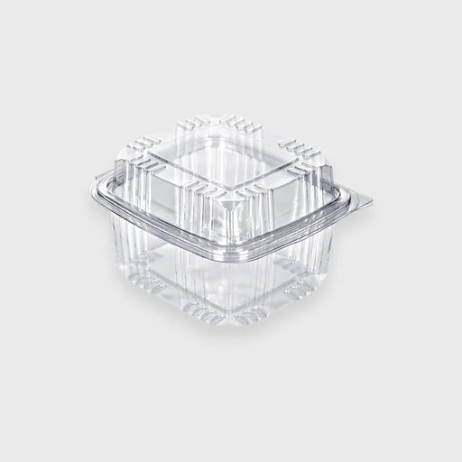 [GMH-25582] Σκεύος PET τετράγωνο με ενσωματωμένο θολωτό καπάκι, 500ml, Διάφανο