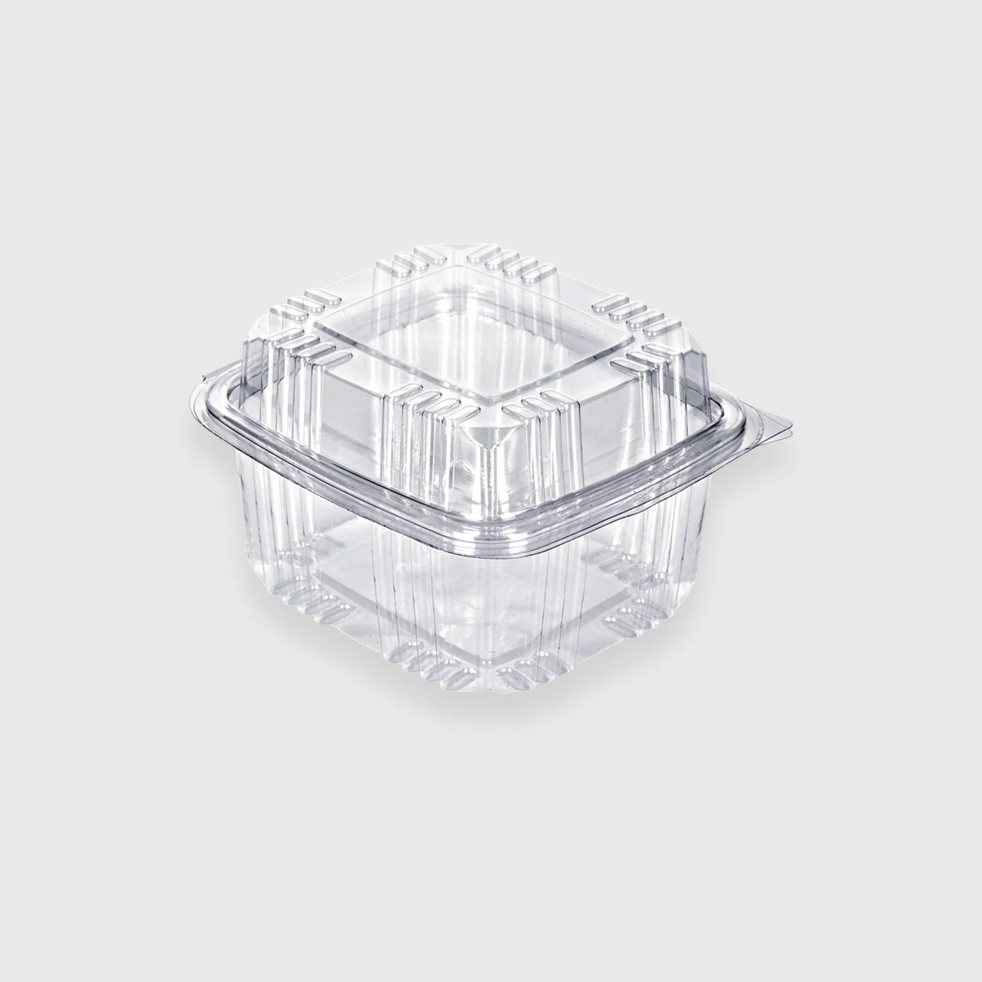 [GMH-25582] Σκεύος PET τετράγωνο με ενσωματωμένο θολωτό καπάκι, 500ml, Διάφανο