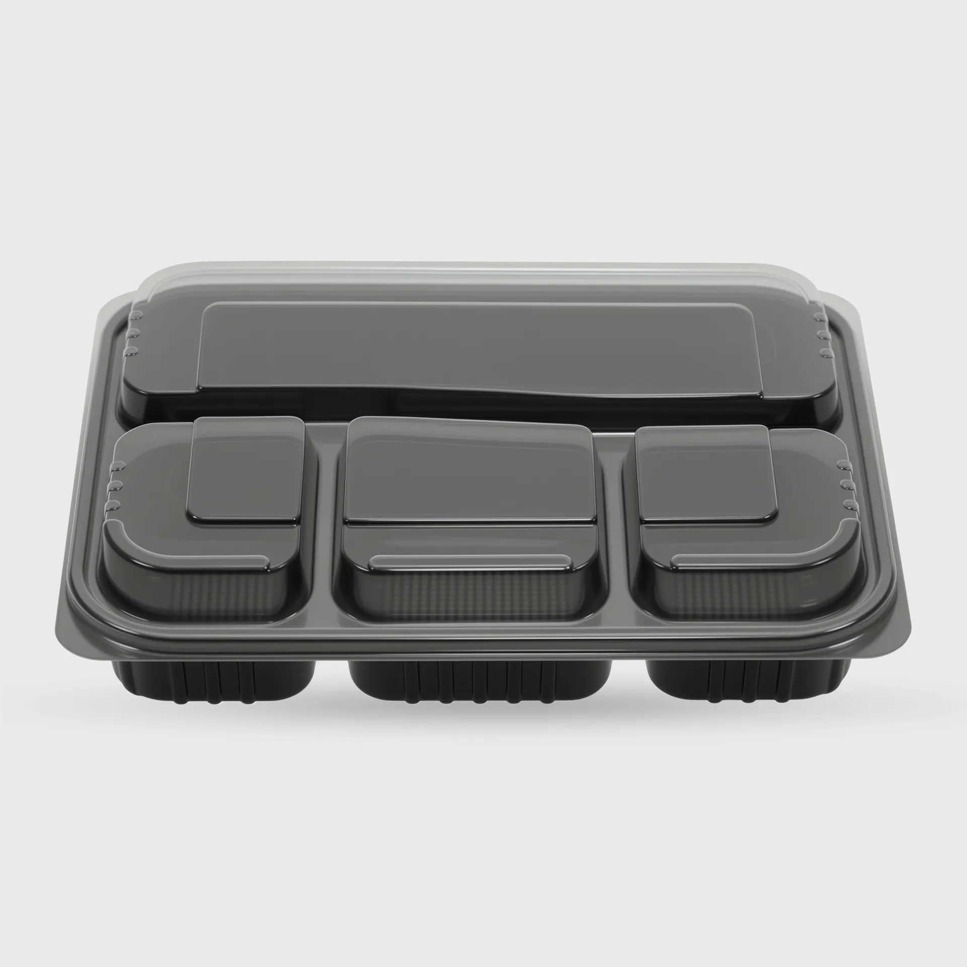 [GMH-25584] Σκεύος Μικροκυμάτων PP οβάλ, 4 Θέσεων με ψηλό καπάκι, 1400ml, Mαύρο