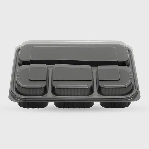 [GMH-25584] Σκεύος Μικροκυμάτων PP οβάλ, 4 Θέσεων με ψηλό καπάκι, 1400ml, Mαύρο