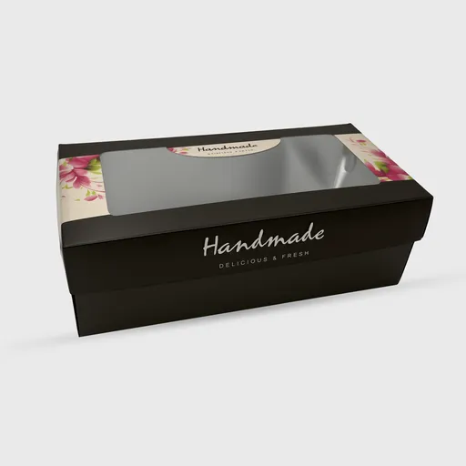 [GMH-25901] Χάρτινο κουτί ζαχαροπλαστείου για τσουρέκι με παράθυρο, 300x150x100mm, Handmade