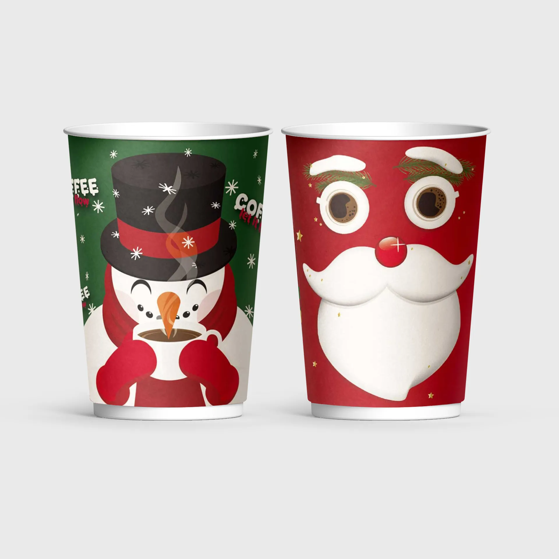 [GMH-25911] Χάρτινο Ποτήρι, Διπλότοιχο, 12-14oz, Snow Santa Mix