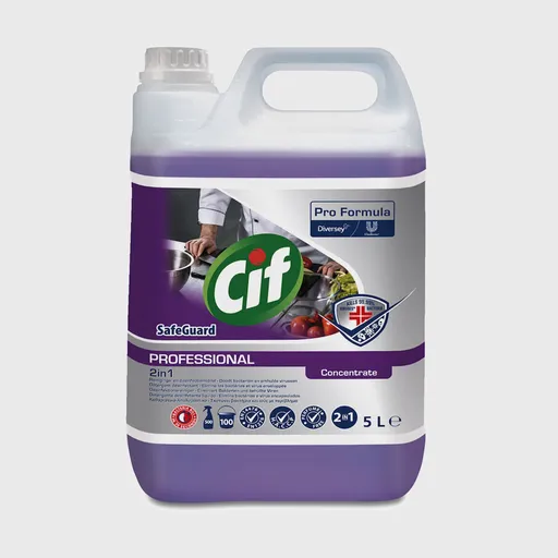 [GMH-25965] Cif Professional SafeGuard, συμπυκνωμένο καθαριστικό & απολυμαντικό 2 σε 1 για χώρους τροφίμων, 5 lt