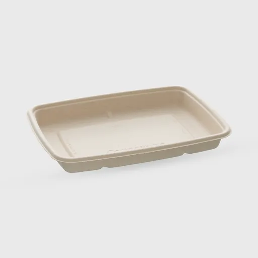 [GMH-26090] Σκεύος ζαχαροκάλαμου, παραλληλόγραμμο 600ml, 230x160x30mm, μπεζ