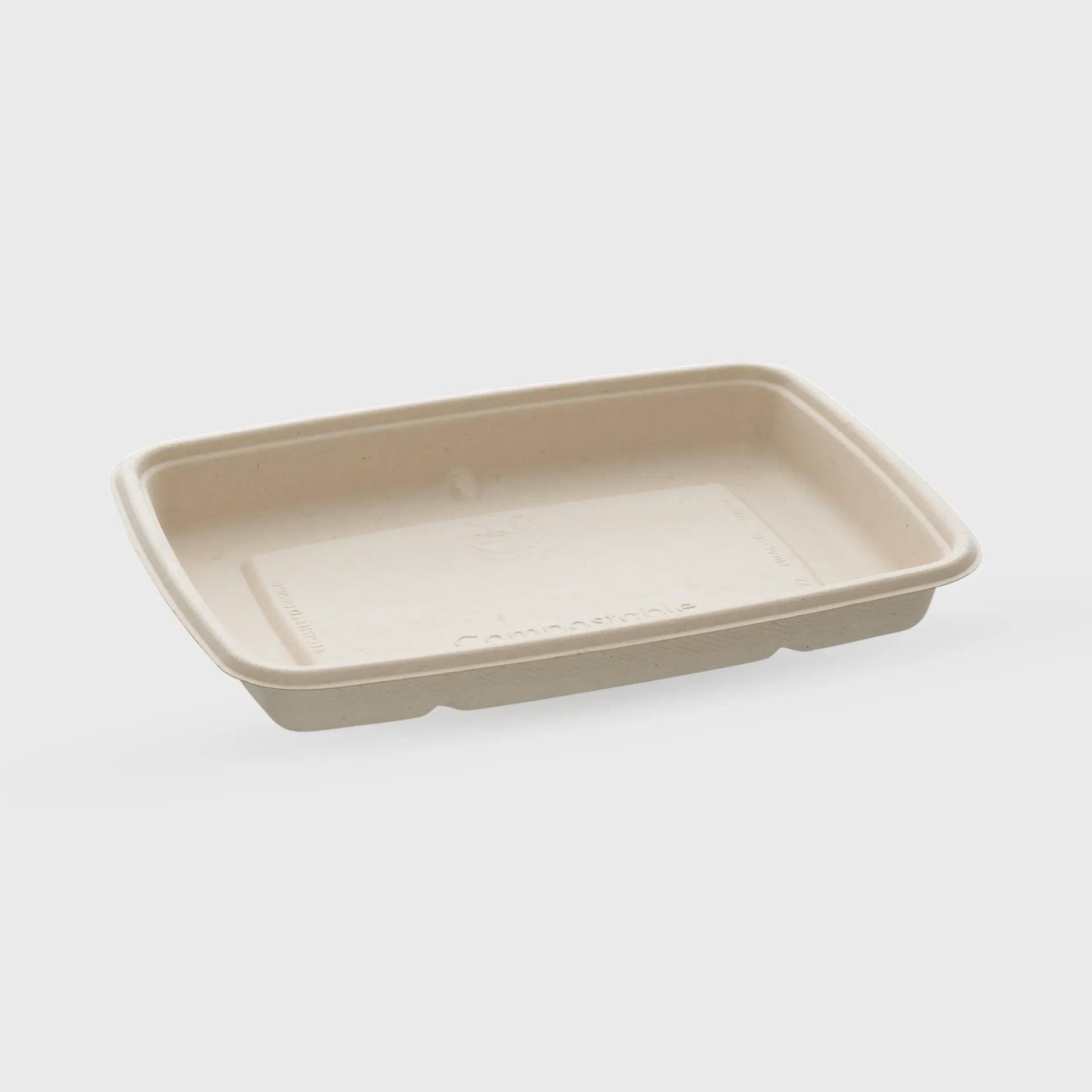 [GMH-26090] Σκεύος ζαχαροκάλαμου, παραλληλόγραμμο 600ml, 230x160x30mm, μπεζ