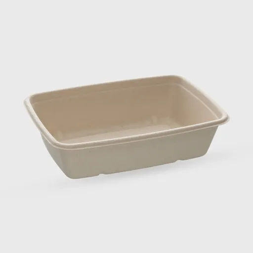 [GMH-26092] Σκεύος ζαχαροκάλαμου, παραλληλόγραμμο 1050ml, 230x160x60mm, μπεζ