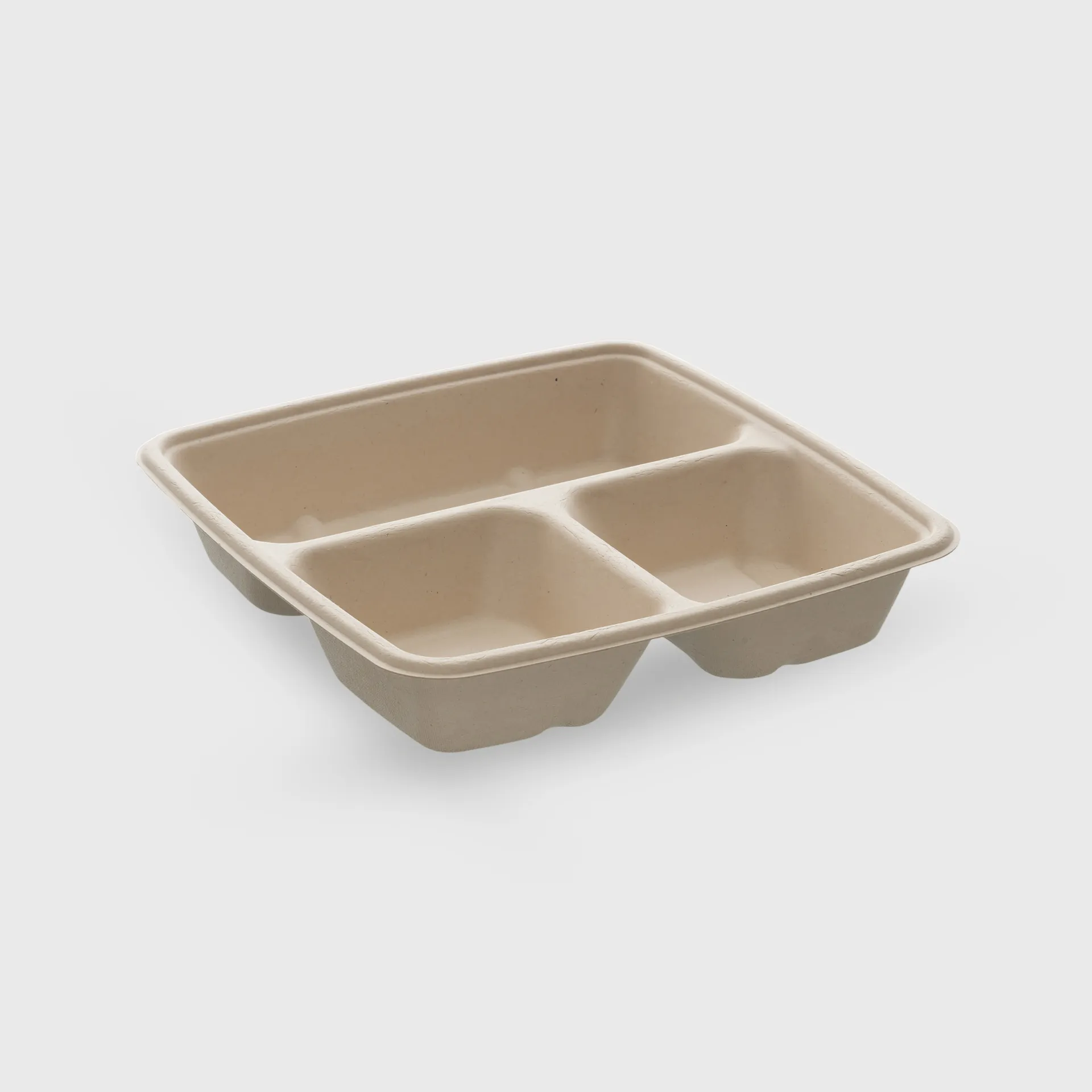 [GMH-26102] Σκεύος ζαχαροκάλαμου, τετράγωνο 900ml, 230x230x40mm, 3 θέσεων, μπεζ