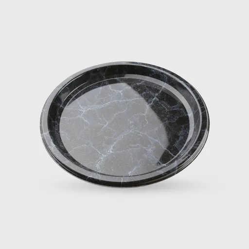[GMH-26127] Πιάτο PET, στρογγυλό 18cm, μαρμάρινο μαύρο