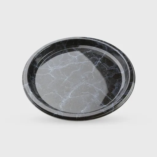 [GMH-26128] Πιάτο PET, στρογγυλό 23cm, μαρμάρινο μαύρο
