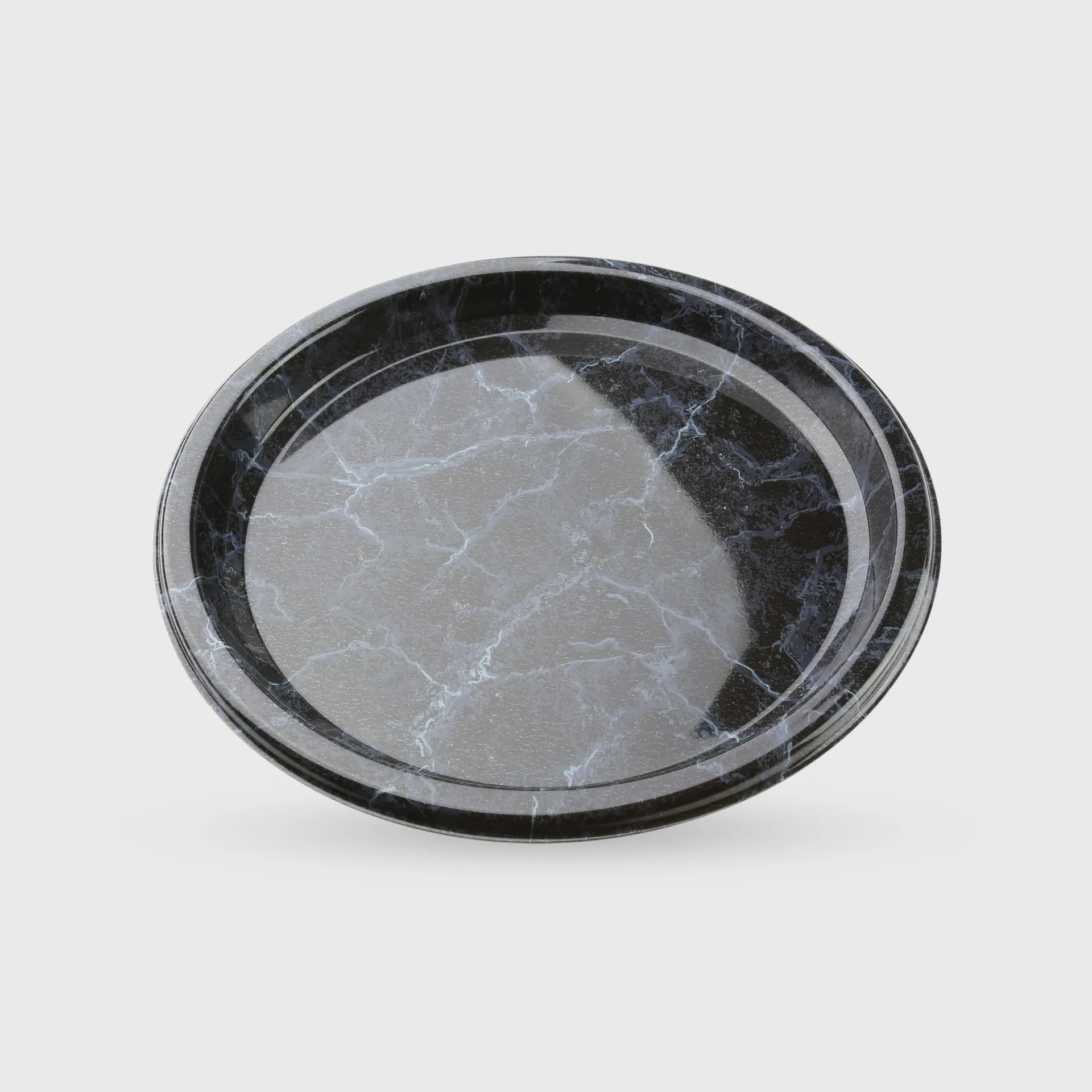 [GMH-26128] Πιάτο PET, στρογγυλό 23cm, μαρμάρινο μαύρο