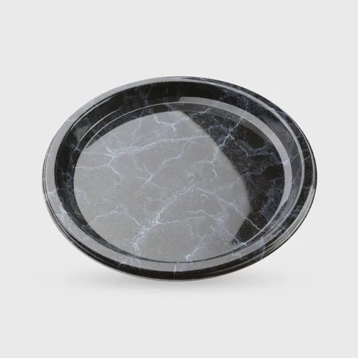 [GMH-26129] Πιάτο PET, στρογγυλό 26cm, μαρμάρινο μαύρο