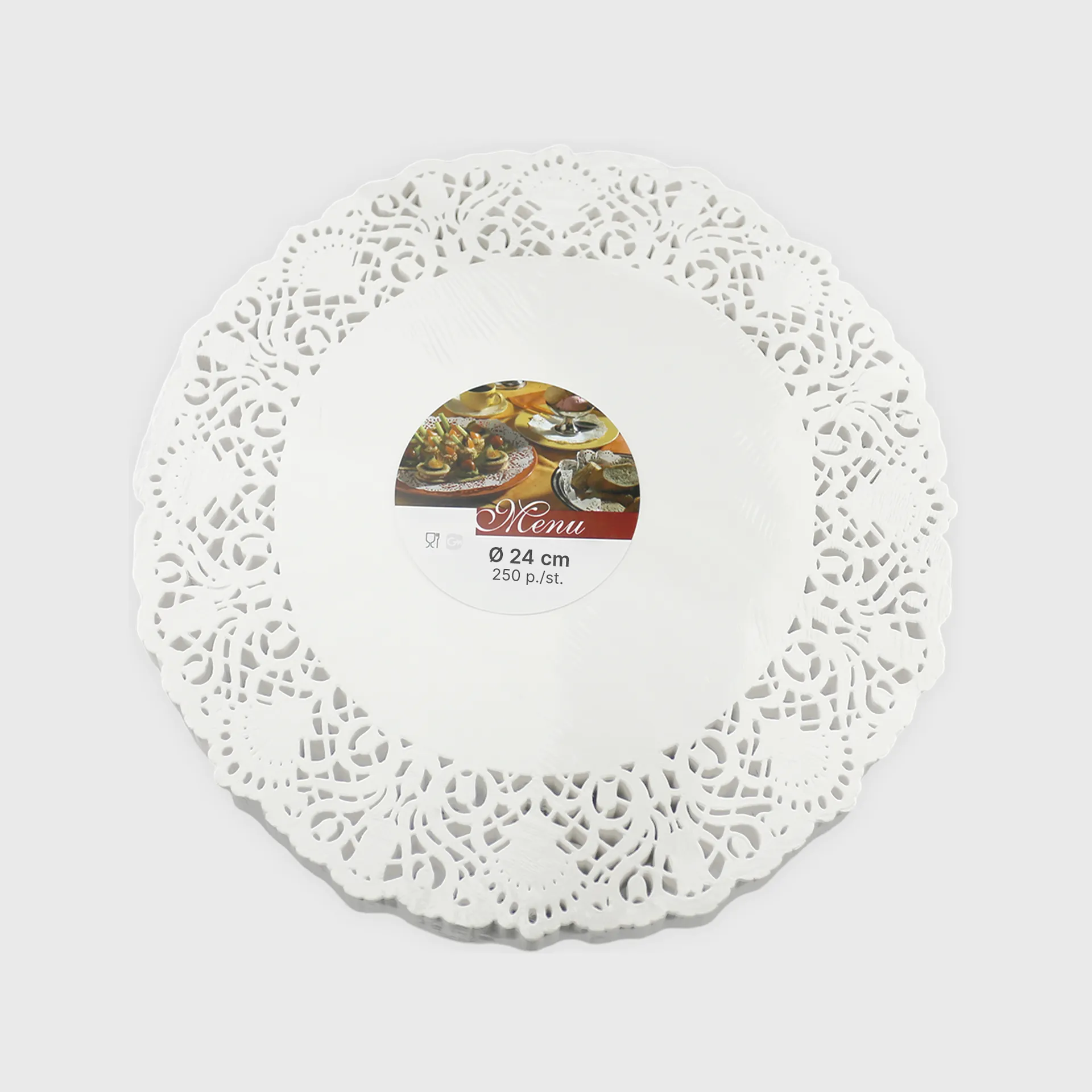 [GMH-26133] Δαντέλα χάρτινη, στρογγυλή 24cm, λευκή