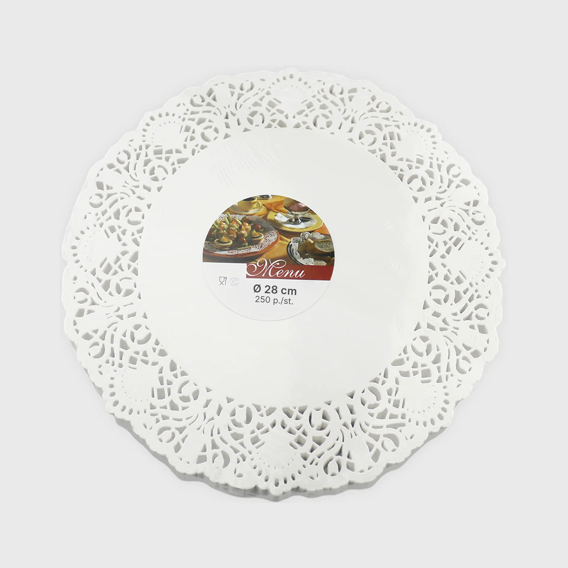 [GMH-26134] Δαντέλα χάρτινη, στρογγυλή 28cm, λευκή