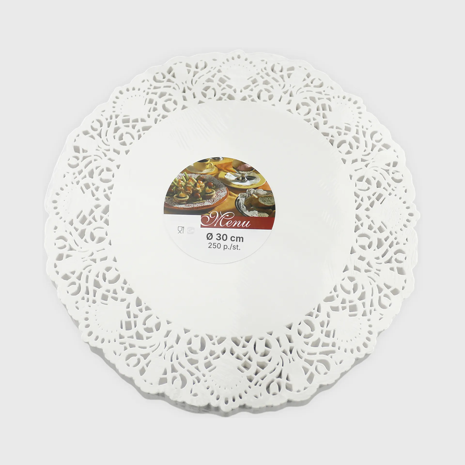 [GMH-26135] Δαντέλα χάρτινη, στρογγυλή 30cm, λευκή