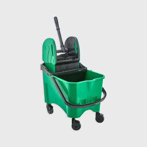 [GMH-26162] Καρότσι σφουγγαρίσματος μόνο, με πλαστική πρέσα, 30+12lt κουβάδες, πράσινο