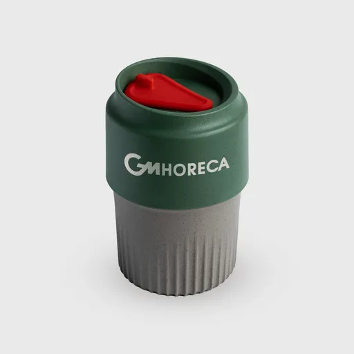 [GMEK-02217] Τυπωμένο κούπα επαναχρησιμοποιήσιμη από καφέ, 355 ml WPP, γκρι/πράσινη