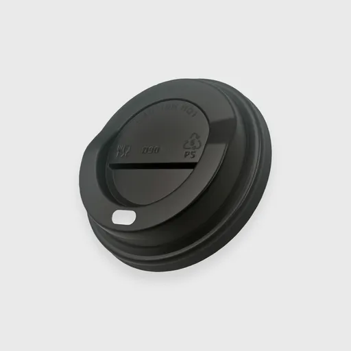 [GMH-26293] Καπάκι πιπίλα PS για Χάρτινο ποτήρι 12/14/16oz - 90 mm, Mαύρο