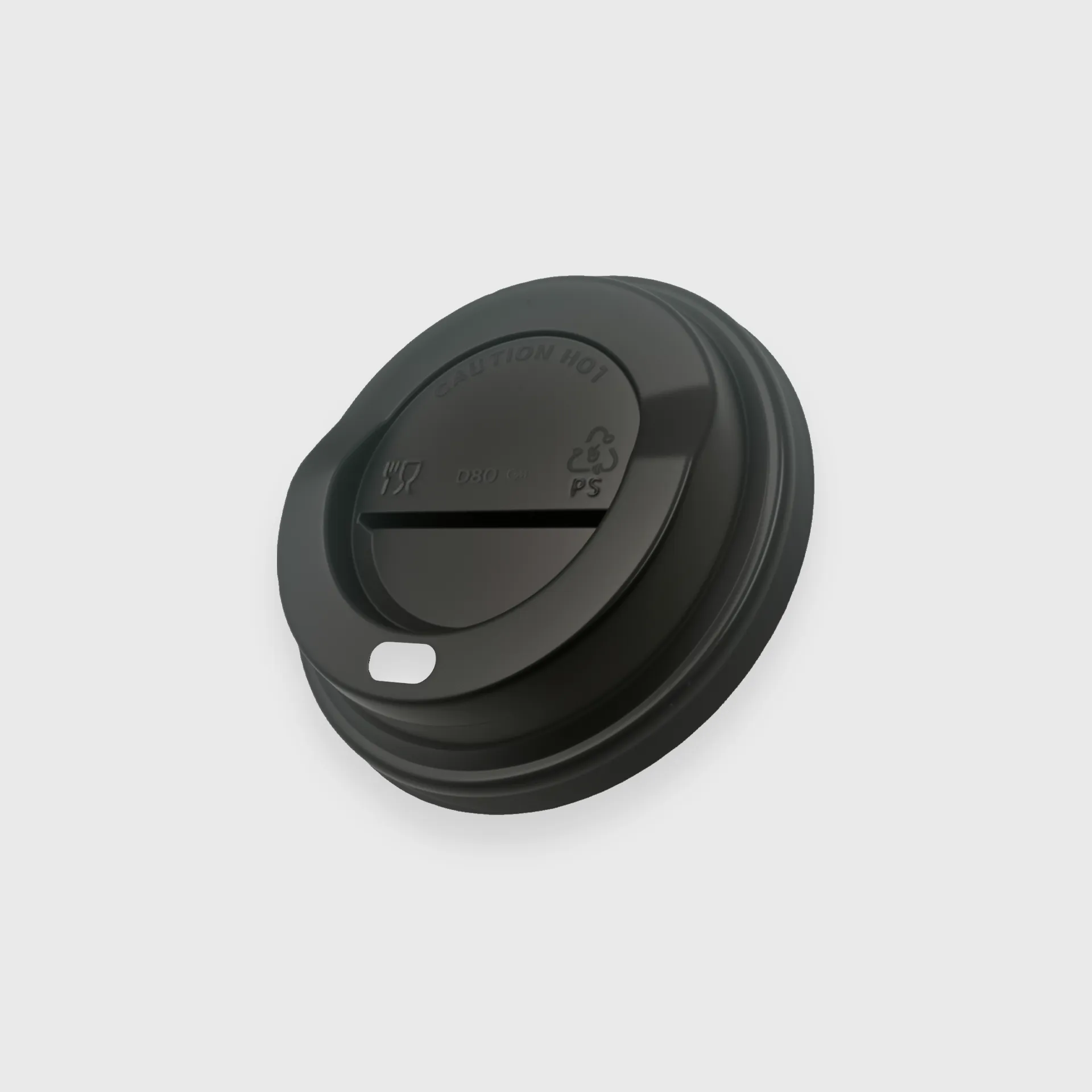 [GMH-26291] Καπάκι πιπίλα PS για Χάρτινο ποτήρι 8oz - 80mm, Mαύρο